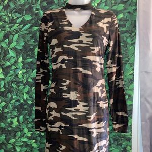 Army fatigue body con dress